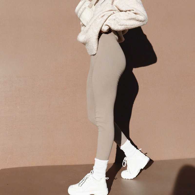 Fitness Leggigngs Women Sexy Slim Workout Leggings Skinny Solid High Elastic Waist Cotton Ankle-Length Leggings Fall 211014