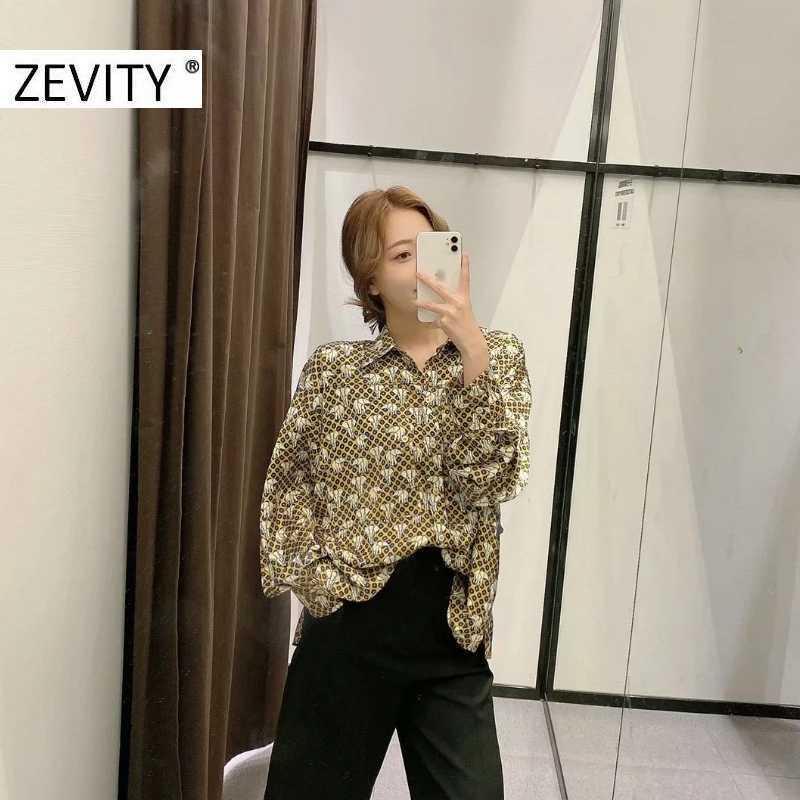 Zevity Women Fashion Elegant Print Dots Casual Loose Smock Blouse Office Ladies Long Sleeve Roupas Femininas Shirts Tops LS7256 210603