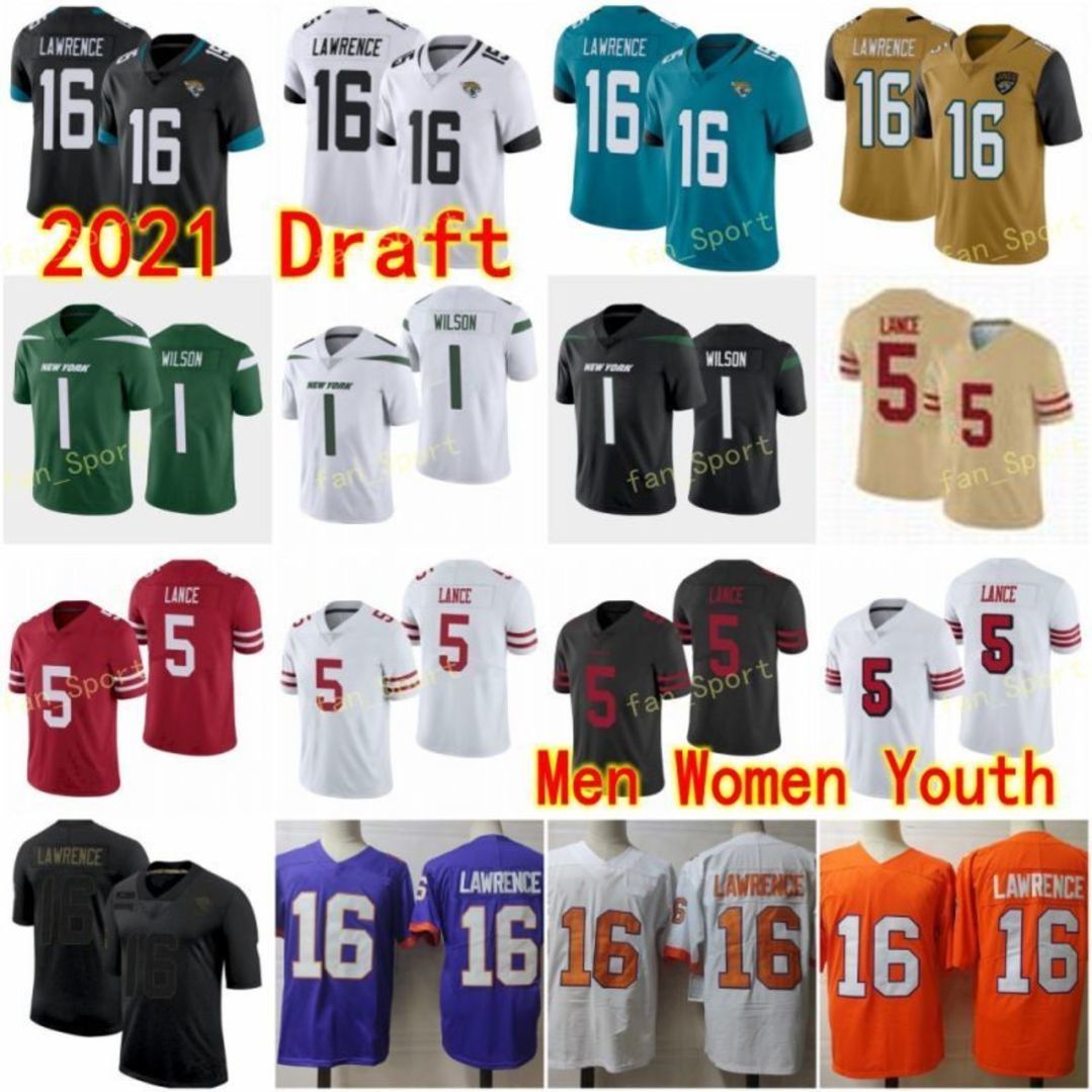 Men Women Youth 16 Trevor Lawrence 1 Zach Wilson 5 Trey Lance Football Jersey Stitched Black White Teal Green Red, Black;red
Men Women Youth 16 Trevor Lawrence 1 Zach Wilson 5 Trey Lance Football Jersey Stitched Black White Teal Green Red, Black;red