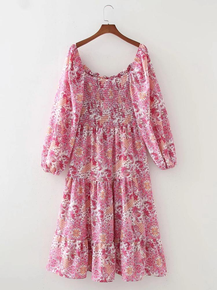 Casual Dresses Women Dress 2021 Summer Vintage Print Midi Female Long Sleeve Elegant Loose Fashion Chic Sundress Clothing, Pink
Casual Dresses Women Dress 2021 Summer Vintage Print Midi Female Long Sleeve Elegant Loose Fashion Chic Sundress Clothing, Pink