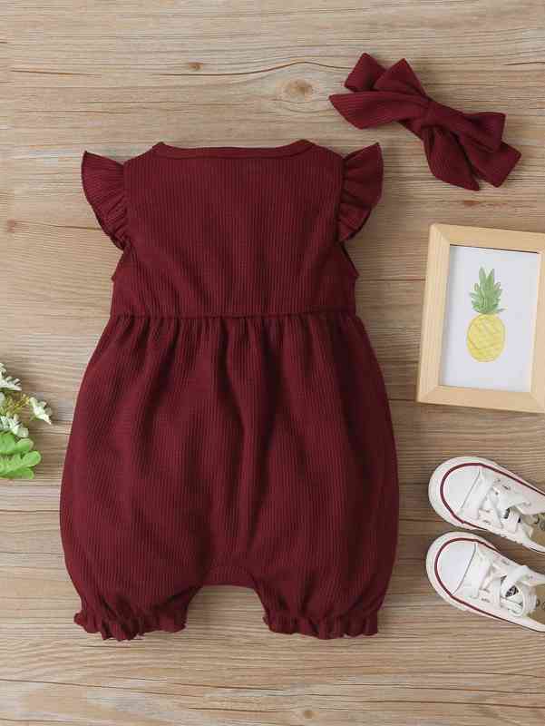 Baby Girl Bow Front Romper & Headband SHE