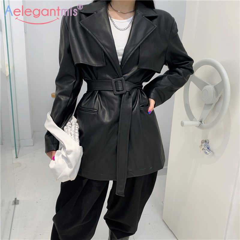 Aelegantmis Casual Faux Leather Jacket Women with Belt Korean Loose Vintage Black Motorcycle PU Female Outwear Streetwear 210607
Aelegantmis Casual Faux Leather Jacket Women with Belt Korean Loose Vintage Black Motorcycle PU Female Outwear Streetwear 210607