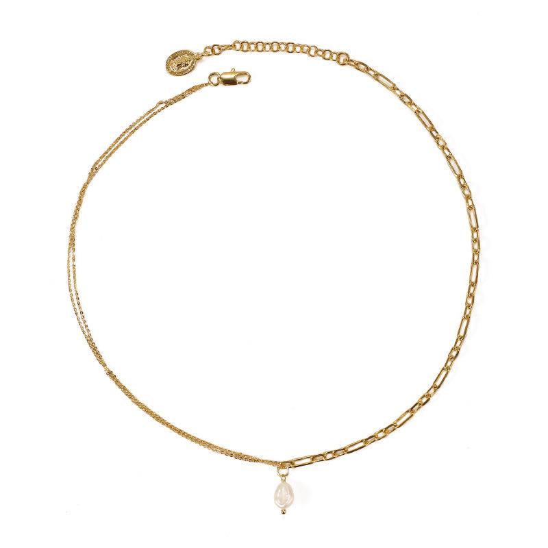 Pendant Necklaces Simple Natural Real Pearl Necklace Women Fashion Wild Light Luxury Vintage Baroque Style Short Chain Mix And Mat