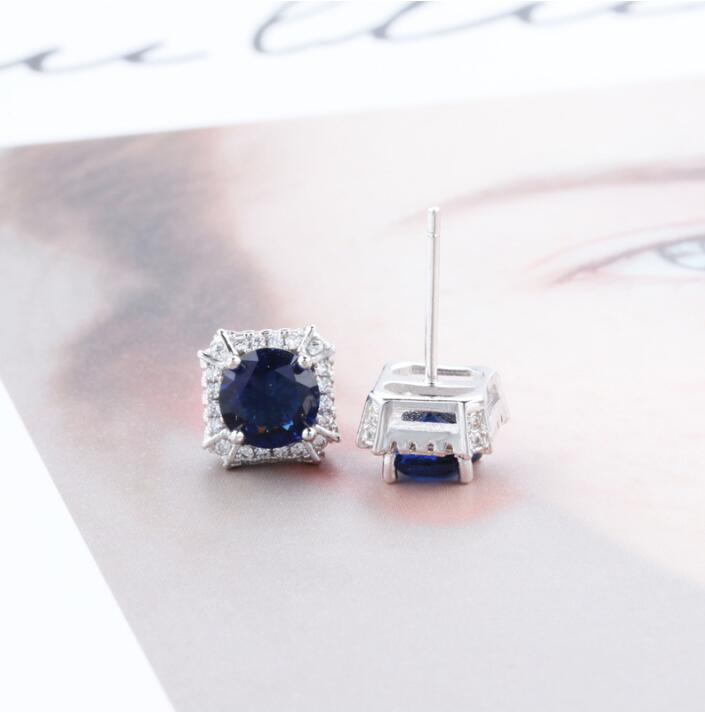 Sterg Sier Round-Cut Emerald Cubic Zirconia Eternity Stud Earrings