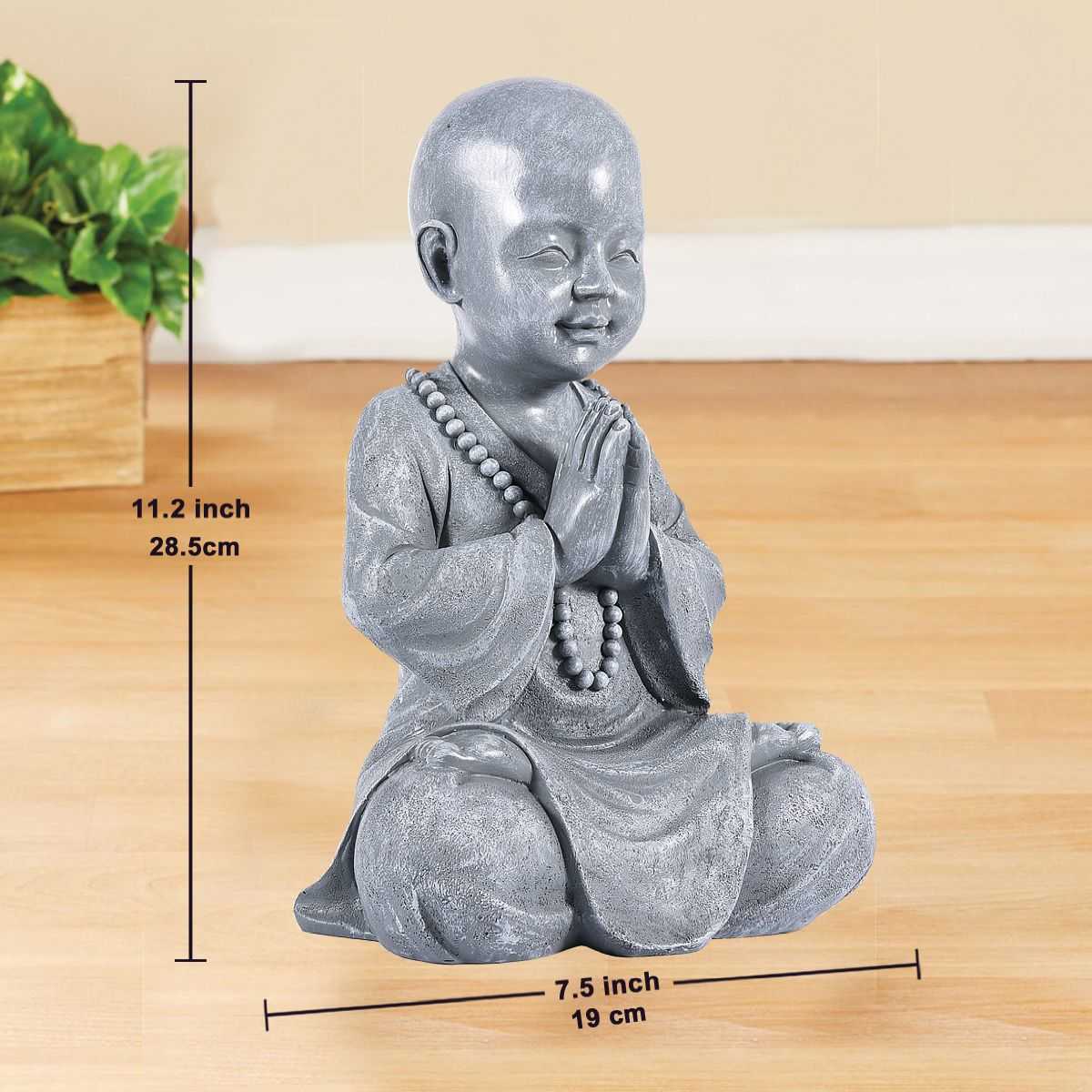 Goodeco Meditating Baby Buddha Statue Garden Outdoor Buda Figurine Decor Zen Monk Sculpture Jardin Lawn Sitting Ornament 210827