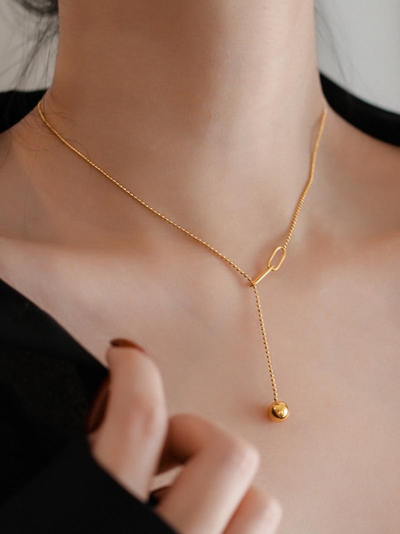 Pendant Necklaces Stainless Steel Adjustable Metal Ball Tassel Round Bead Chain Necklace Female Summer Short Clavicle Valentine's Day Gift
Pendant Necklaces Stainless Steel Adjustable Metal Ball Tassel Round Bead Chain Necklace Female Summer Short Clavicle Valentine's Day Gift