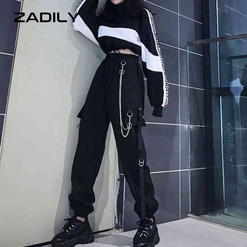 ZADILY Y2K Street Sytle Elastic Waist Cargo Pants Gothic Iron Chain Pocket Black Women Long Pant Fashion Summer Trousers 210521
ZADILY Y2K Street Sytle Elastic Waist Cargo Pants Gothic Iron Chain Pocket Black Women Long Pant Fashion Summer Trousers 210521