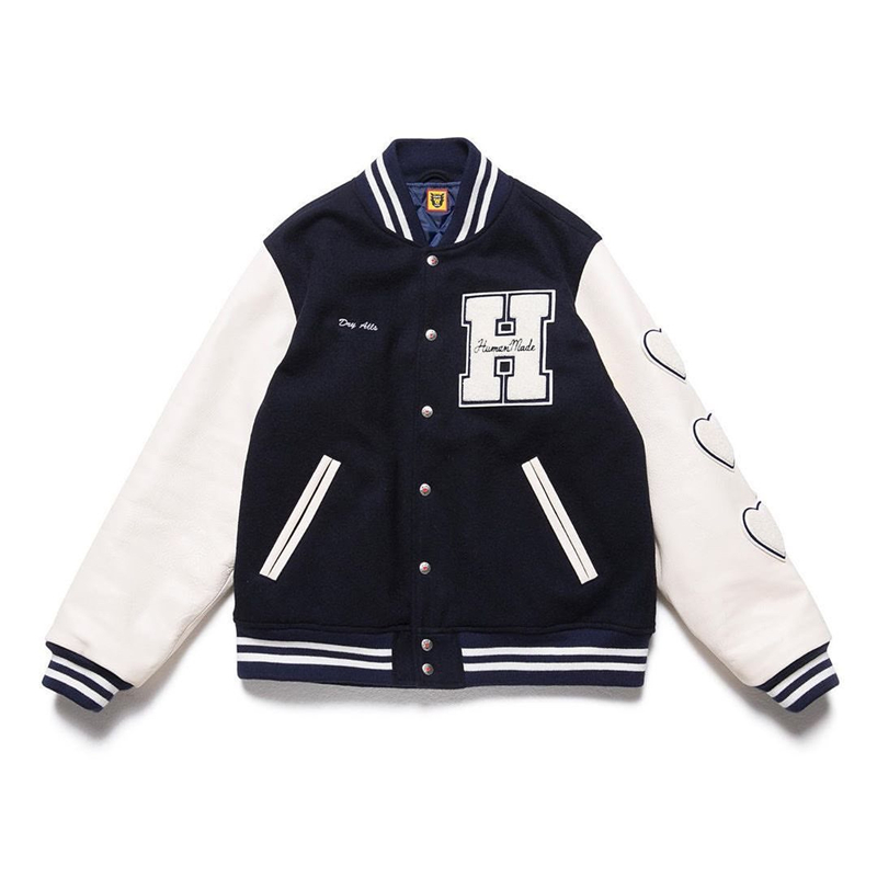 Men Women 1:1 High Quality Leather Sleeve Patchwork Towel Embroidery Coat Human Made Girls Don't Cry Varsity Baseball Jacket
Men Women 1:1 High Quality Leather Sleeve Patchwork Towel Embroidery Coat Human Made Girls Don't Cry Varsity Baseball Jacket