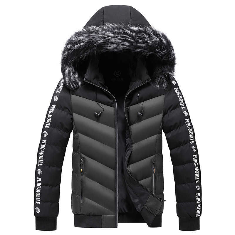 Winter Jacket Men Fur Collar Hooded Thick Warm Cotton Outwear Man Patchwork Parka and Coats Windbreaker Parkas Male M-5XL 210818