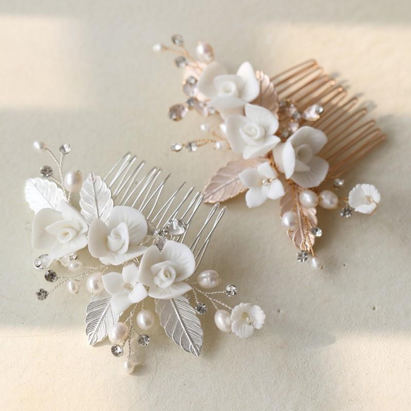 Hair Clips & Barrettes Bridal Comb Piece Ceramic Floral Pearls Wedding Jewelry Handmade Gold Silver Color Women Accessories, Golden;silver
Hair Clips & Barrettes Bridal Comb Piece Ceramic Floral Pearls Wedding Jewelry Handmade Gold Silver Color Women Accessories, Golden;silver