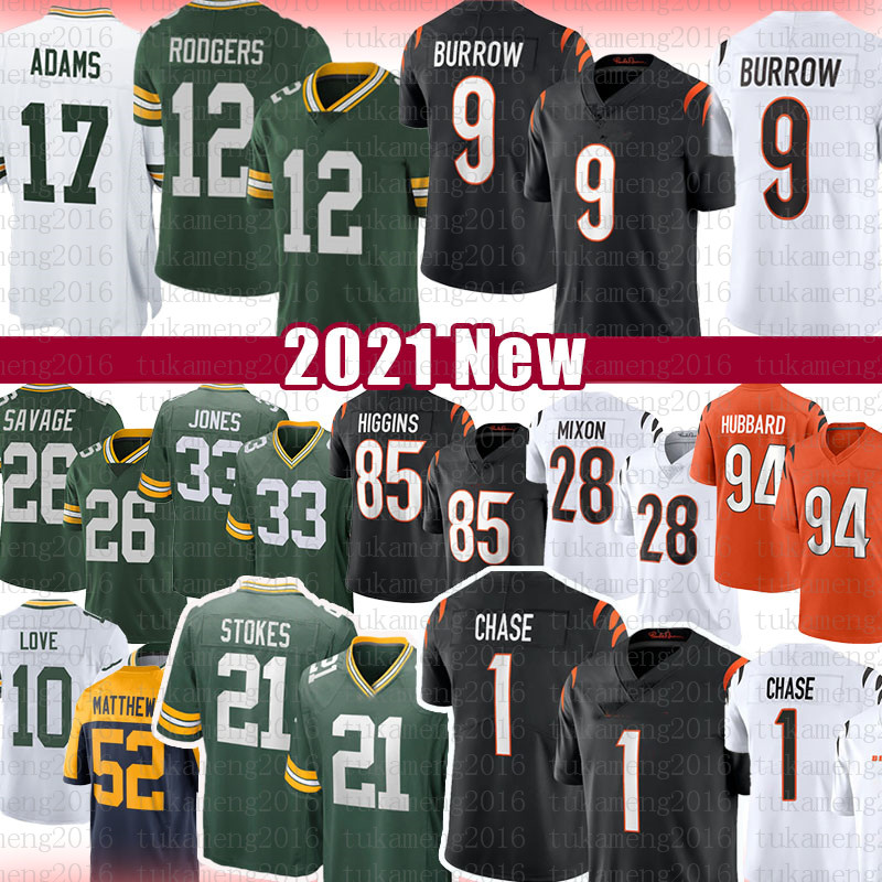 12 Aaron Rodgers 9 Joe Burrow 1 Ja'Marr Chase 21 Eric Stokes Football Jersey 33 Jones Davante Adams Love Darnell Savage Jr Tee Higgins Joe Mixon Boyd Sam Hubbard A.J. Green, Mens-menghu
12 Aaron Rodgers 9 Joe Burrow 1 Ja'Marr Chase 21 Eric Stokes Football Jersey 33 Jones Davante Adams Love Darnell Savage Jr Tee Higgins Joe Mixon Boyd Sam Hubbard A.J. Green, Mens-menghu