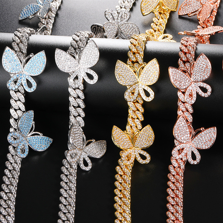 Freewear New 12mm Bling Blue Butterfly Pendant Cuban Chain Necklace Luxury Hip Hop Jewelry Butterfly Gold Silver Color Necklace X0509
Freewear New 12mm Bling Blue Butterfly Pendant Cuban Chain Necklace Luxury Hip Hop Jewelry Butterfly Gold Silver Color Necklace X0509