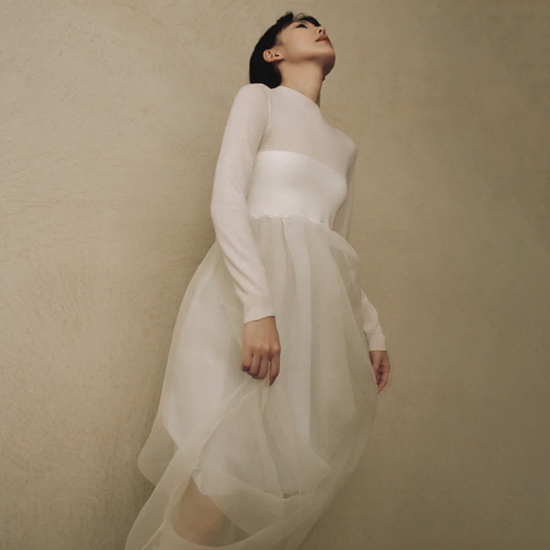 Casual Ball Gown Dress For Women O Neck Long Sleeve High Waist Slim Dresses Female Fashion Clothing Spring 210520