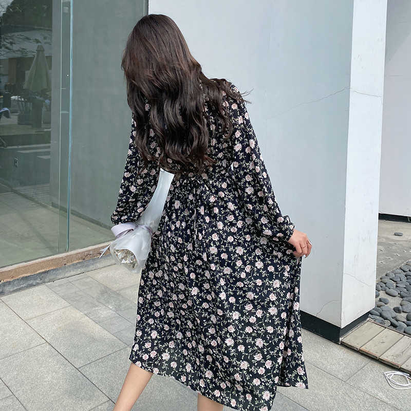 Spring Summer Dress Yellow Floral Print Loose Square Collar Lace Up Sweet Casual Cute Girls Fresh Dresses Women Outfits 210601