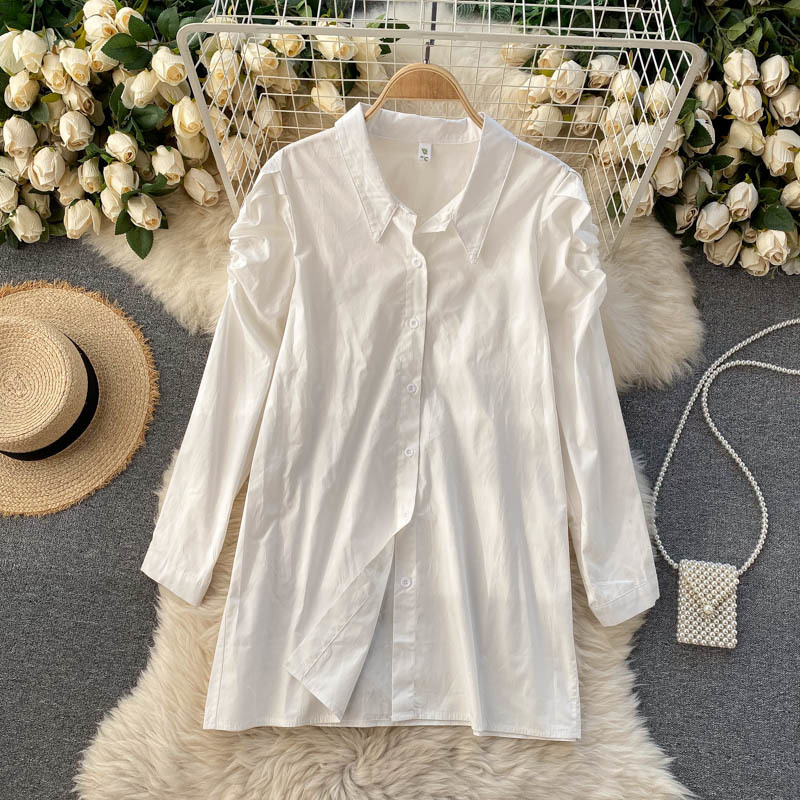 Nomikuma Women Blouse Sets Puff Sleeve Causal Long Blusas Shirt + Belt Slim Waist Demin Vest Spring New Korean Outfit 6E185 210427