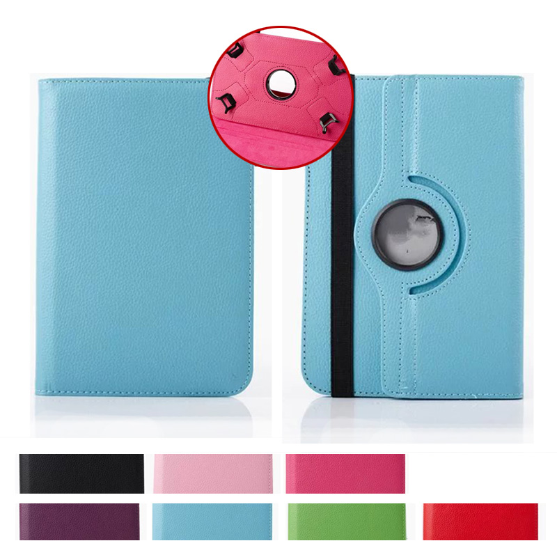 Universal 360 Degree Rotating Adjustable Flip PU Leather Stand Tablet Shockproof Protetive Case Solid Color Wallet Cover For 7 8 9 10 10.1 10.2 inch T