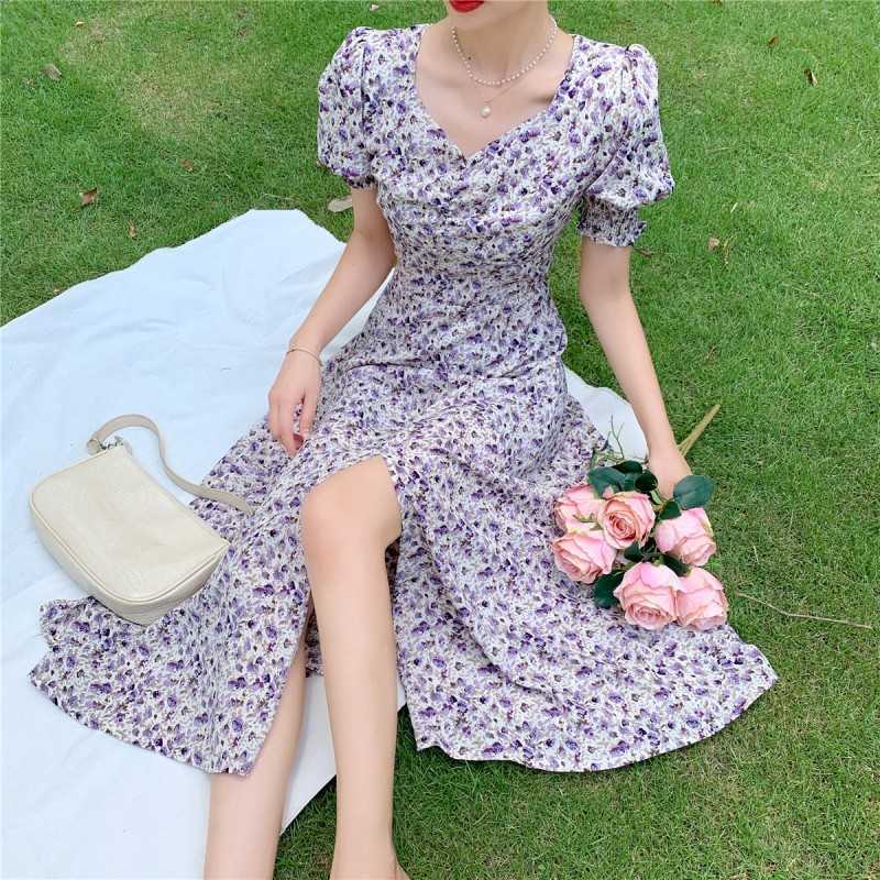 Summer Sexy V-Neck Puff Sleeve Flower Print Chiffon Dress Bodycon Women Chic Slim Waist Split Midi Dresses Vestidos 210526, Photo color
Summer Sexy V-Neck Puff Sleeve Flower Print Chiffon Dress Bodycon Women Chic Slim Waist Split Midi Dresses Vestidos 210526, Photo color