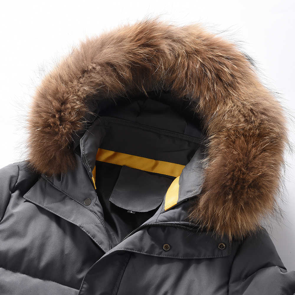 6Xl Men Winter Casual Long Thick Fur Collar Hooded Parkas Jacket Coat Men Autumn Fashion Warm Windproof Pocket Hat Parka Men 211014