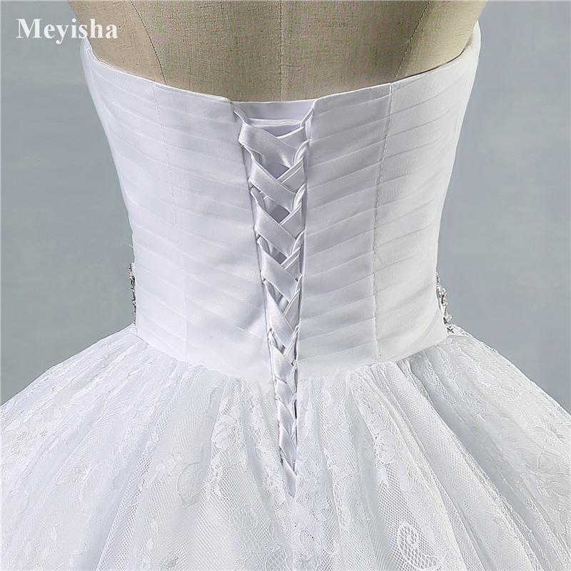ZJ9023 2021 White/Ivory Pleat Beading Crystal Ball Wedding Dress Bride Gowns Stock US Size 2-26