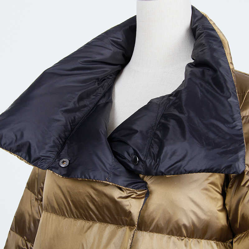 Fitaylor White Duck Down Ultra Light Jacket Women Winter Double Sided Slim Coat Single Breasted Parkas 211013