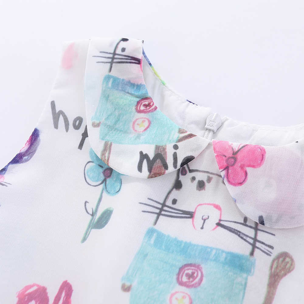 Mudkingdom Chiffon Girls Jumper Dress Unicorn Toddler Peter Pan Collar for Summer Clothes Animal Adorable 210615