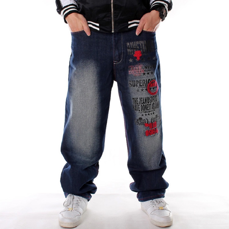 Autumn Fashion Loose Men's Plus Size Big Baggy Jeans Hip Hop Street Dancers Parkour Denim Pants Male 44 42 40 210518