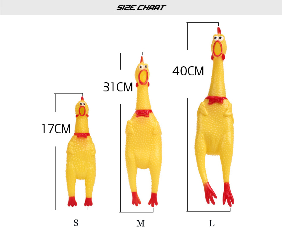 Interactive Dog Toys For Large Rubber Screaming Chicken Puppy Squeaker Pet Chew Bite Resistant S-L