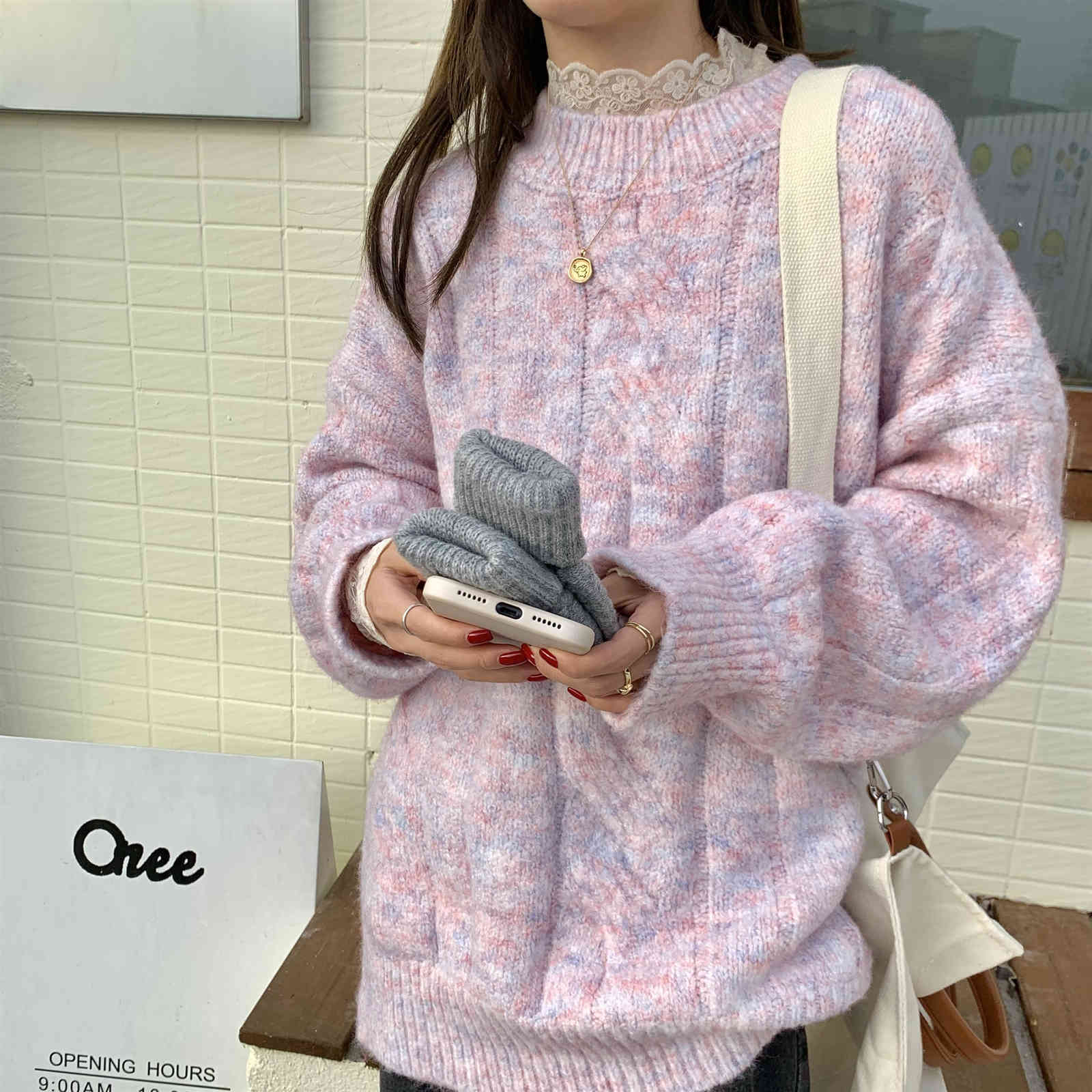 Twisted Knitted O-neck Women Sweater Tops Full Sleeve Loose Fashion Pullover Korean Soft Sweet Female Jumpers 210514