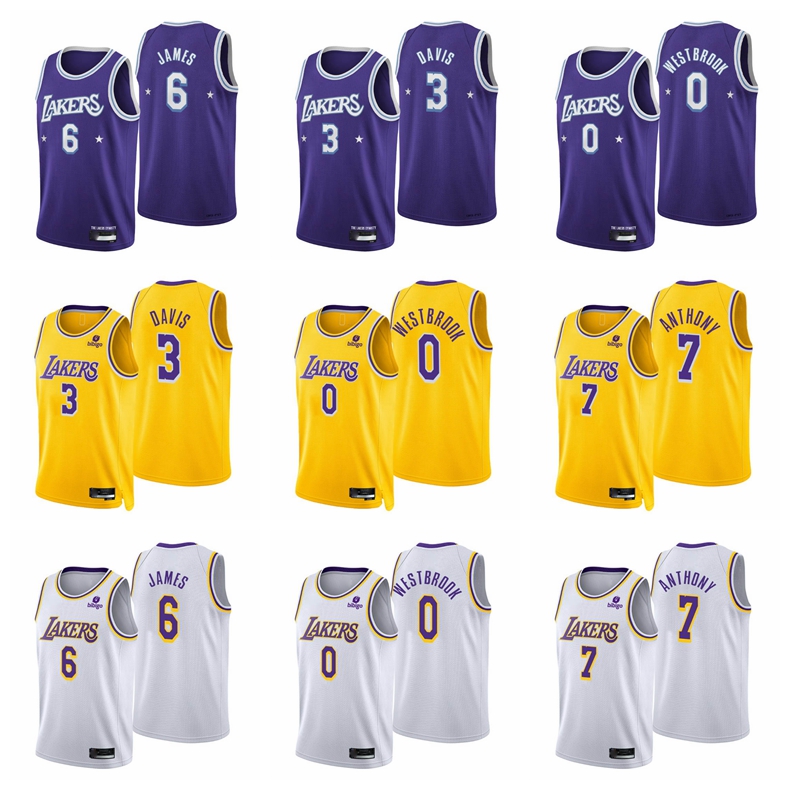 Los Angeles Men Lakers's LeBron James 6 Russell Westbrook 0 Anthony 3 Davis Carmelo Anthony 7 2021/22 75th Anniversary Gold White Purple City Basketball Jersey, 12
Los Angeles Men Lakers's LeBron James 6 Russell Westbrook 0 Anthony 3 Davis Carmelo Anthony 7 2021/22 75th Anniversary Gold White Purple City Basketball Jersey, 12