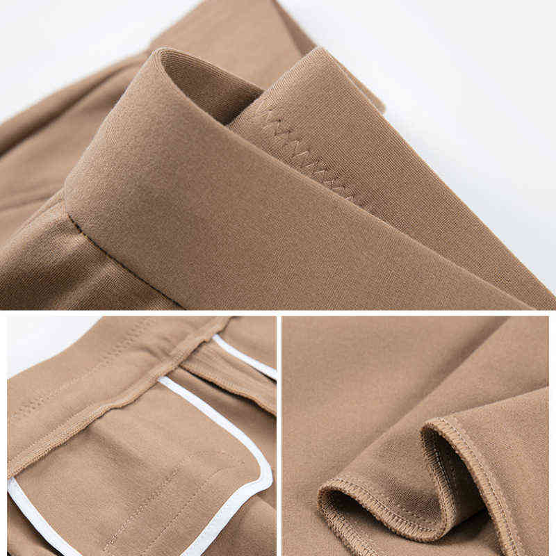 Spring and Autumn Elastic Waist Fashion Straight Pants Stretch High Thin Nylon Cotton Women's Summer 211124Z