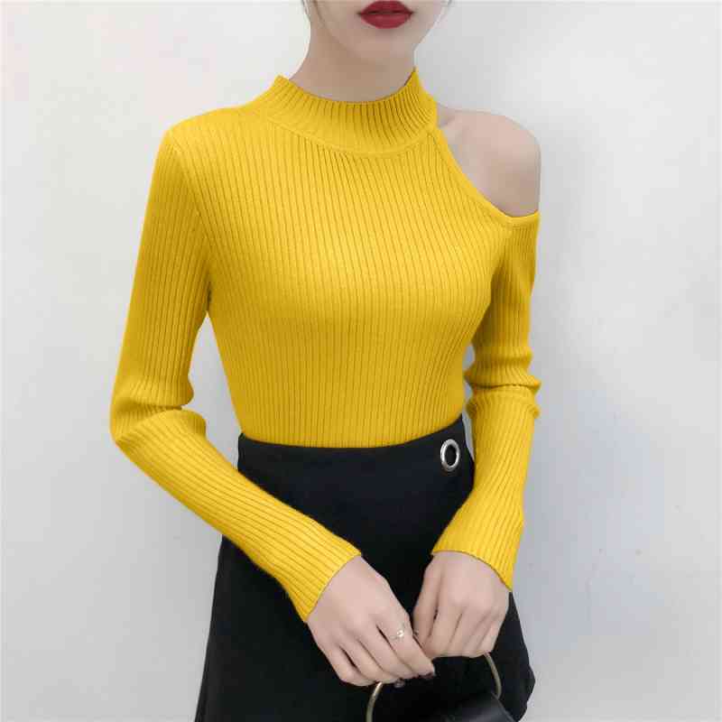 sueter mujer invierno off shoulder top autumn long sleeve women sweater pullover female solid knitted 5233 50 210508