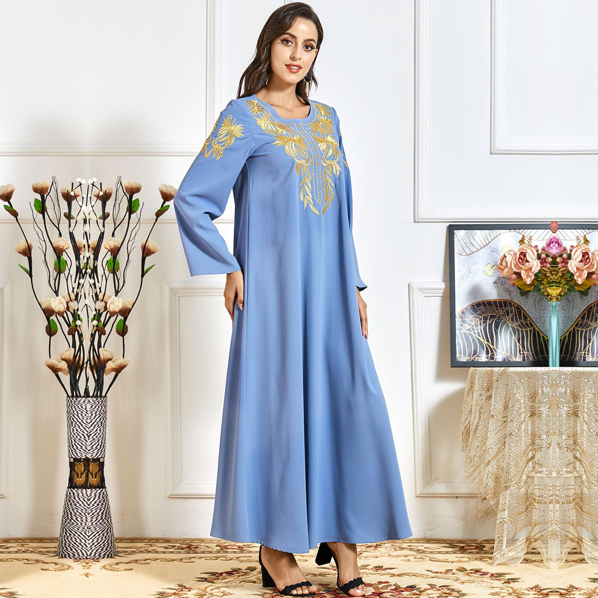 Eid Turkey Islamic Muslim Abaya Dress Women A-line Maxi Hijab Jilbab Vestidos Moroccan Kaftan Robe Arab Elbise Ropa Musulman
Eid Turkey Islamic Muslim Abaya Dress Women A-line Maxi Hijab Jilbab Vestidos Moroccan Kaftan Robe Arab Elbise Ropa Musulman