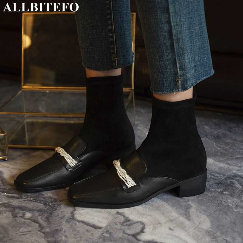 ALLBITEFO square toe genuine leather brand high heels ankle boots for women thick heels office ladies shoes women boots 210611, As picture
ALLBITEFO square toe genuine leather brand high heels ankle boots for women thick heels office ladies shoes women boots 210611, As picture