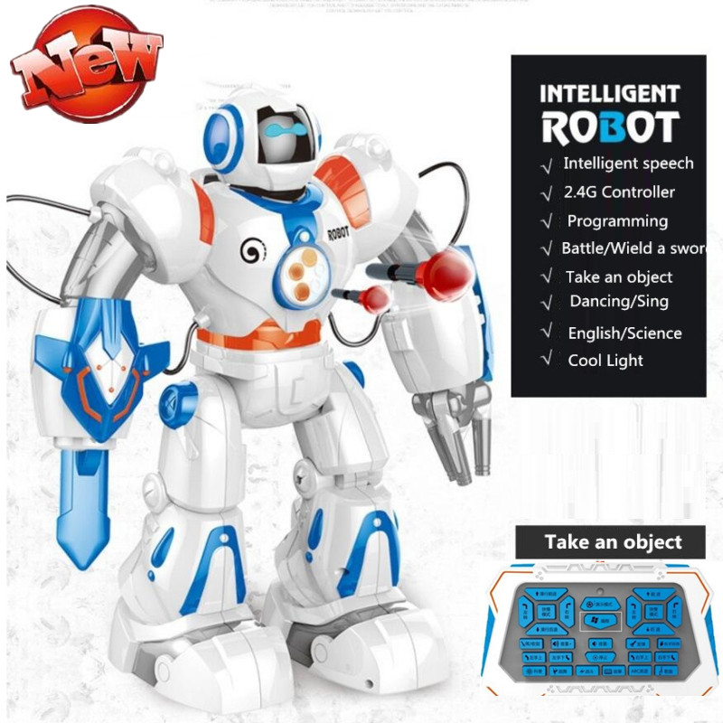 Intelligent Multi-functional Smart RC Robot Dancing and Musical RC Robot Electronic Toy Shooting Shots RC Battle Robot Toy Gift, White
Intelligent Multi-functional Smart RC Robot Dancing and Musical RC Robot Electronic Toy Shooting Shots RC Battle Robot Toy Gift, White