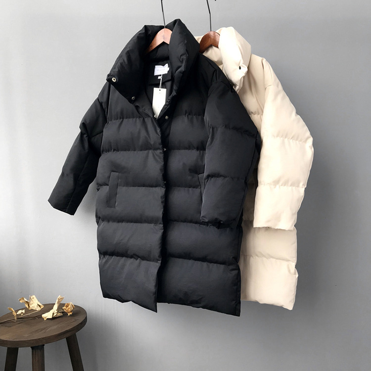 Winter jacket women Oversize Thick Long Parkas Sleeve Buttons Pockets Coat Korean outwear 210521