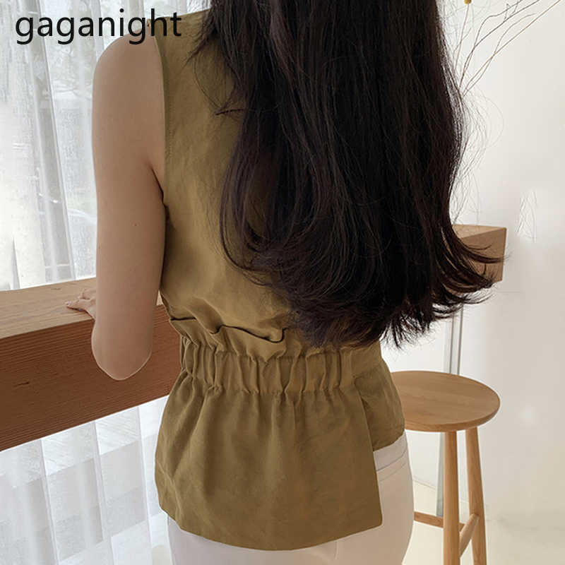 Fashion Solid Woman Blouse Summer Sleeveless Shirt Women Bandage Bow Waist O-neck Blouses Casual Elegant Blusas 210601