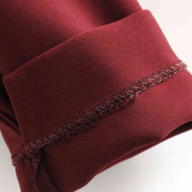 Women Solid Fashion Pencil Pants With Belt Pleated Pockets Casual Trousers Split Wine Red Long Length Bottoms Female Ropa Mujer 210515