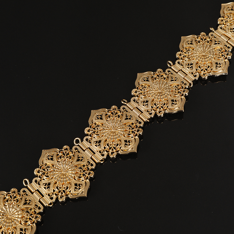 Moroccan Belt Holloway For Women's Wedding Dress Body Jewelry Gold Metal Chain Adjustable Length Bridal Gift 220210