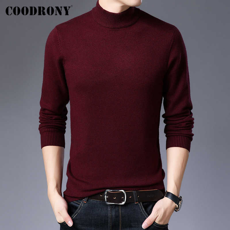 COODRONY Men Clothing Autumn Winter Arrivals Pure Color Casual Soft Knitted Thick Warm Turtleneck Sweater Pullover Men C2001 210818