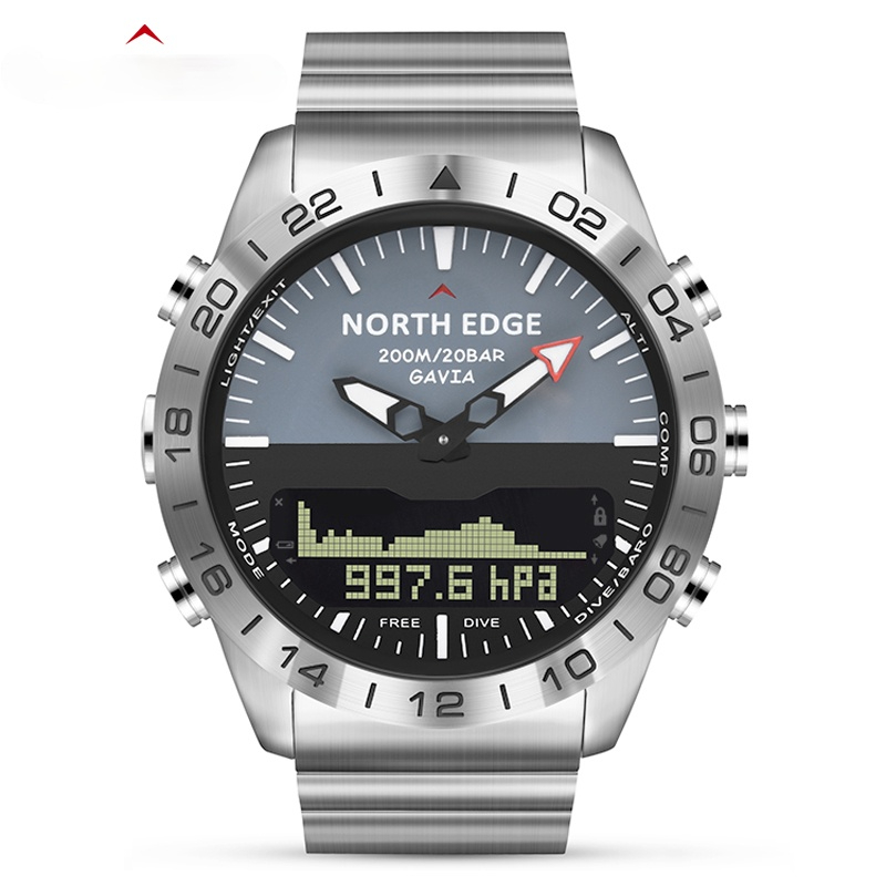 Men Dive Sports Digital watch Mens Watches Military Army Luxury Full Steel Business Waterproof 200m Altimeter Compass NORTH EDGE, Slivery;brown
Men Dive Sports Digital watch Mens Watches Military Army Luxury Full Steel Business Waterproof 200m Altimeter Compass NORTH EDGE, Slivery;brown