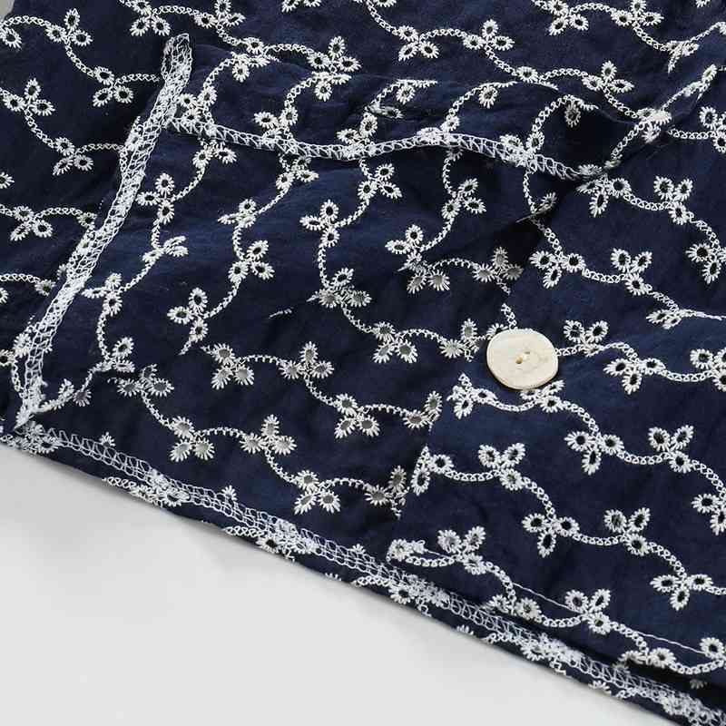 Blouse Women Summer Loose Short-sleeve Print Shirt Korean Temperament Peter Pan Collar Slim Fit Tops Elegant Blusas Mujer 210519