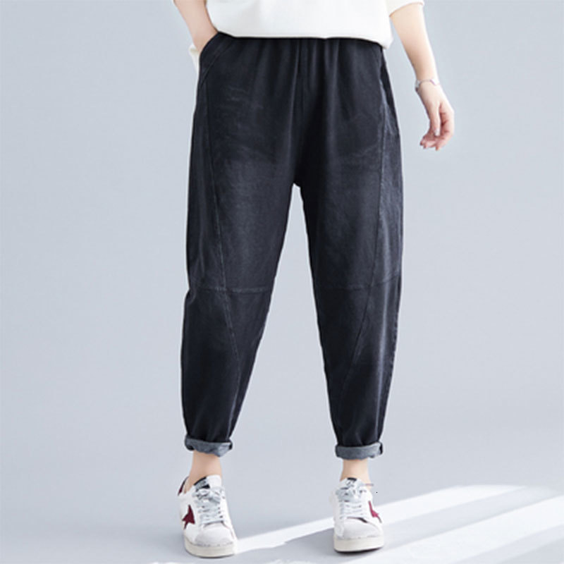 Women's Jeans Autumn Arts Style Women Elastic Waist Loose vintage Black All-matched Casual Cotton Denim Harem Pants Big Size M648
Women's Jeans Autumn Arts Style Women Elastic Waist Loose vintage Black All-matched Casual Cotton Denim Harem Pants Big Size M648