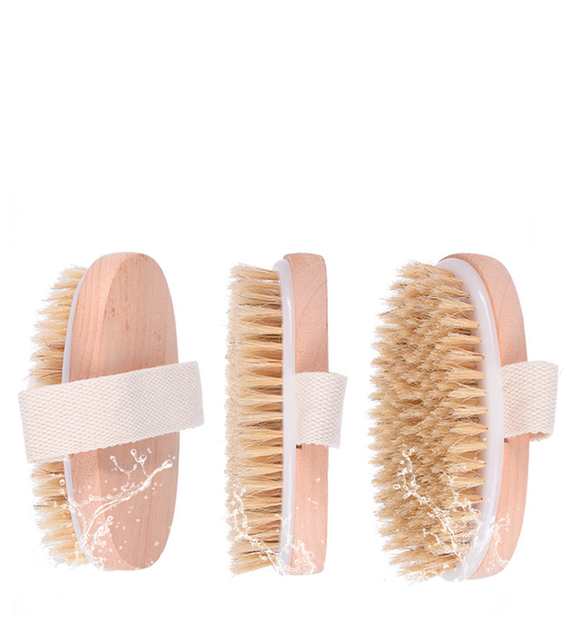 Wooden Oval Bath Brush Natural Boar Bristles Dry Body Brushes Exfoliating Massage Cellulite Treatment Blood Circulation WLL510 - view 4