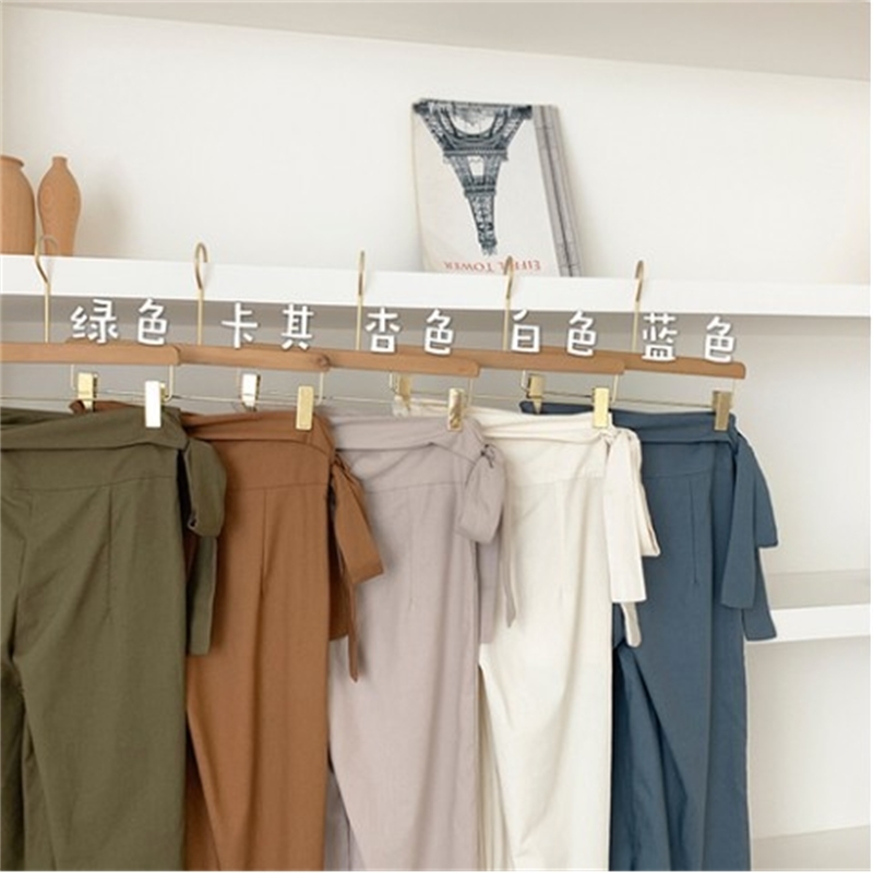 Qooth Korean Chic Pant Solid Drawstring High Waist Ladies Long Trousers Spring Fashion Cotton Female qh2255 210609