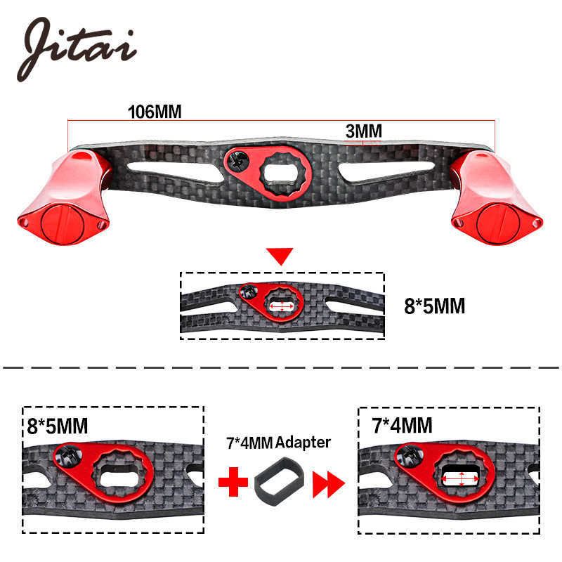 Jitai Fishing Reel Handle Carbon Fibre Aluminum Alloy Knob For Baitcasting Fish Tackle Accessory 210727