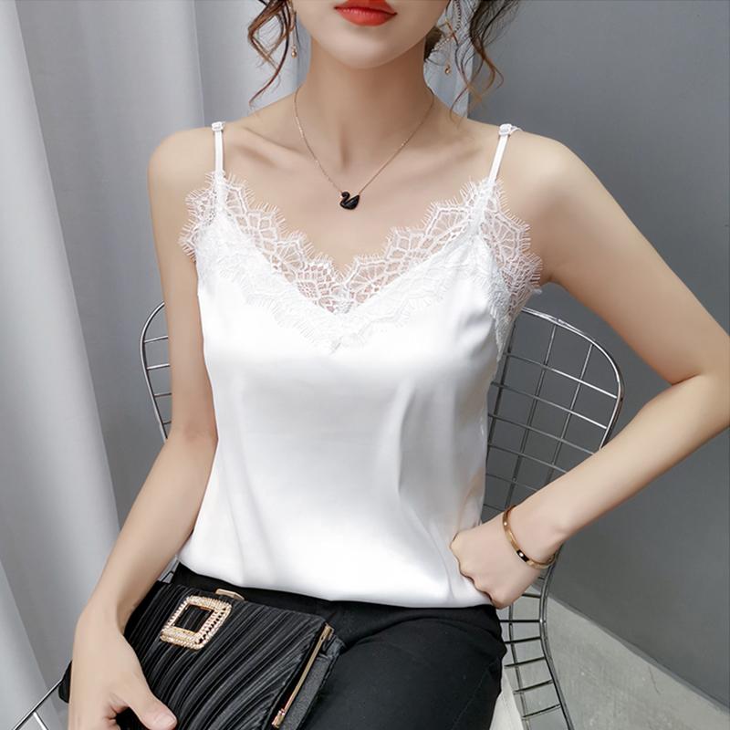 Women' Tanks & Camis Korean Fashion Silk Women Tops Woman Satin Lace Tees V Neck Top Plus Size Ladies Sleeveless Sexy Halter XXL, Black
Women' Tanks & Camis Korean Fashion Silk Women Tops Woman Satin Lace Tees V Neck Top Plus Size Ladies Sleeveless Sexy Halter XXL, Black
