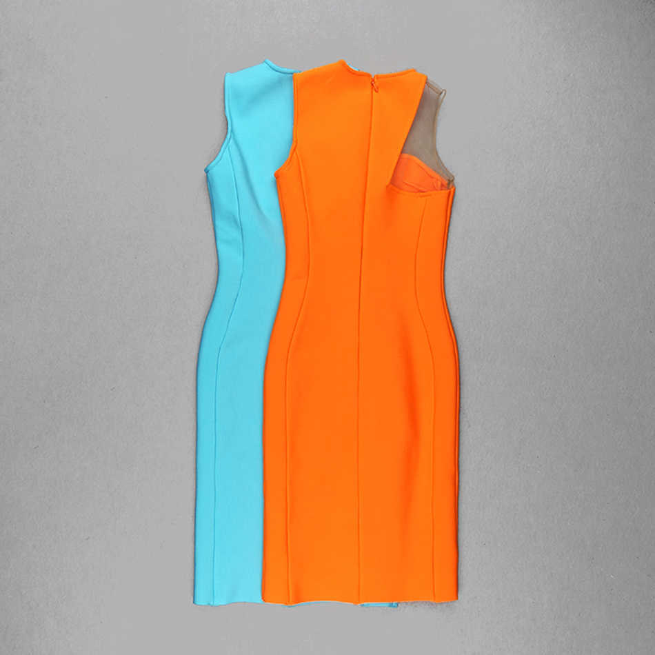 Summer Women's High Quality Celebrity Orange Black Blue Bodycon Rayon Bandage Dress Elegant Club Party Vestidos 210525