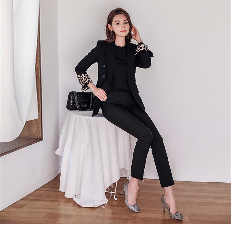 Office Work Pant Suits Women Suit Business Lady Uniform Female 2 Piece Set Blazer Pants Jacket Autumn Winter 210520