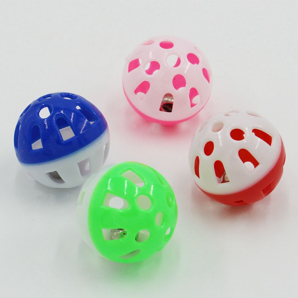 100pcs Pet Supplies Hollow Plastic Cat Toys Bell Balls 3.5cm Colourful With Lovable Voice Interactive Ball 1.38inches Tinkle Puppy Cats Playing Toy