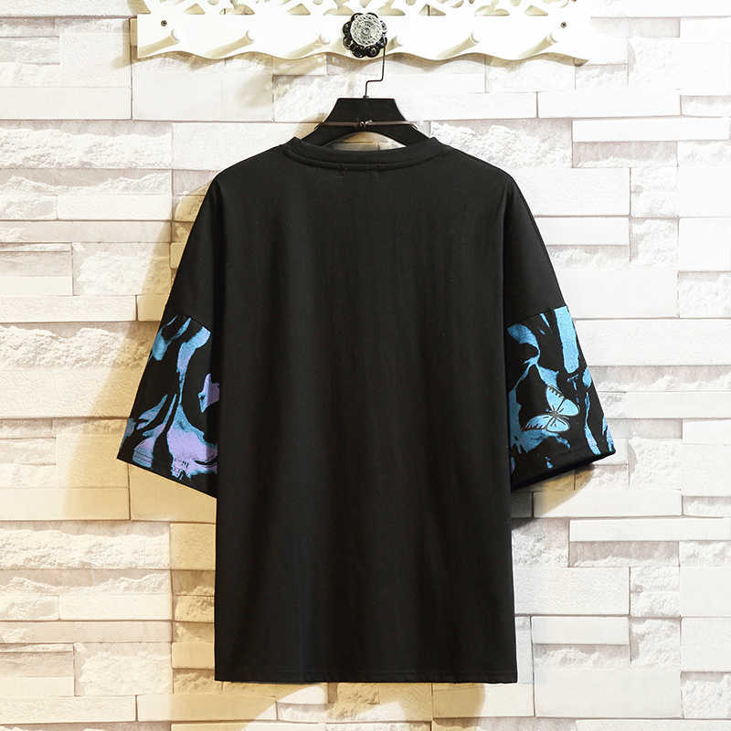 Flame Butterfly Street Fashon T-shirt Men Summer Crew Neck Men's Tshirt Hip Hop Tee Shirts 210623